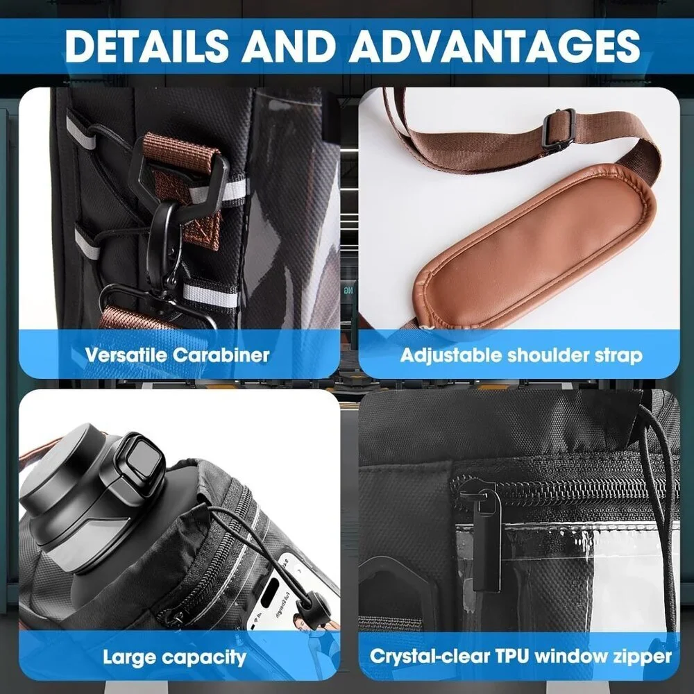 Unisex Gym Bag Polyester Tpu Small Water Bottle Phone Organizer Adjustable Strap